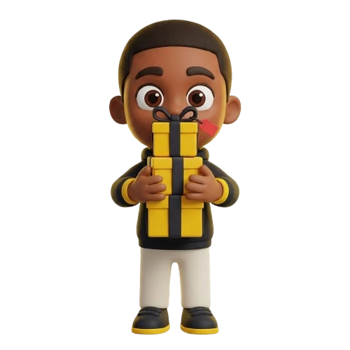 Mascotte portant des cadeaux