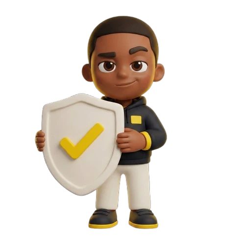 Mascotte tenant un bouclier