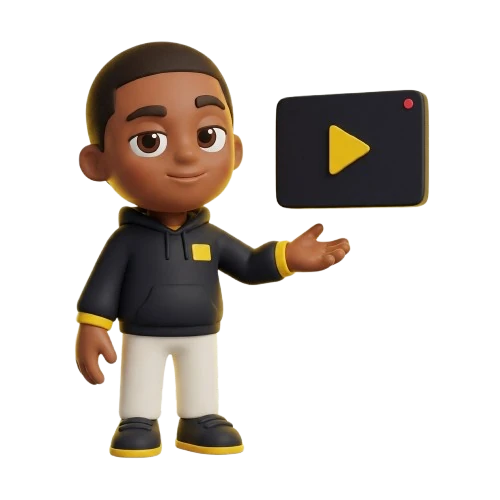 Mascotte AI Video Mastery saluant